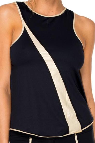 Luli Fama Baracoa Gold Mesh Racerback Tank Top