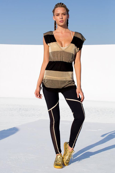 Luli Fama Warrior Spirit Gold Trimmed Legging