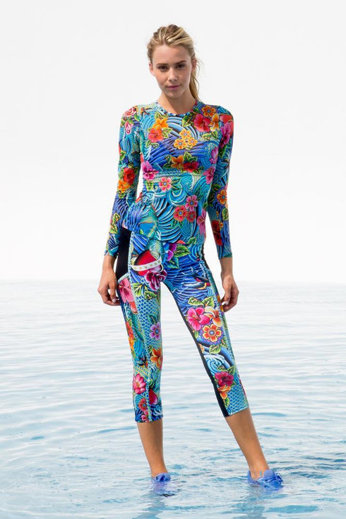 Luli Fama Inked Babe Mesh Panel Capri