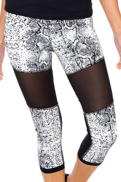 Luli Fama Bombo Cross Waistband Mesh Cut Out Capri Legging