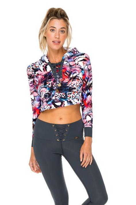 Luli Fama Cienfuegos Grommet Cropped Hoodie Jacket