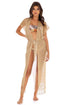 Luli Fama Golden Queen Finge Long Caftan