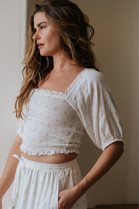 Koy Resort Miami Shine Smocked Crop Top