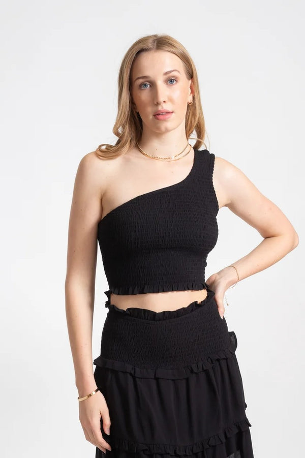 Koy Resort Miami Asymetrical Smocked Crop