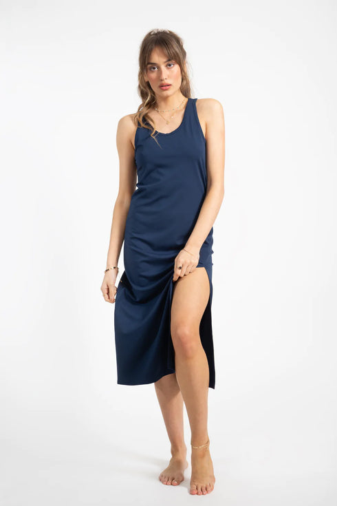 Koy Resort Escape Knit Asm Slit Mid Dress