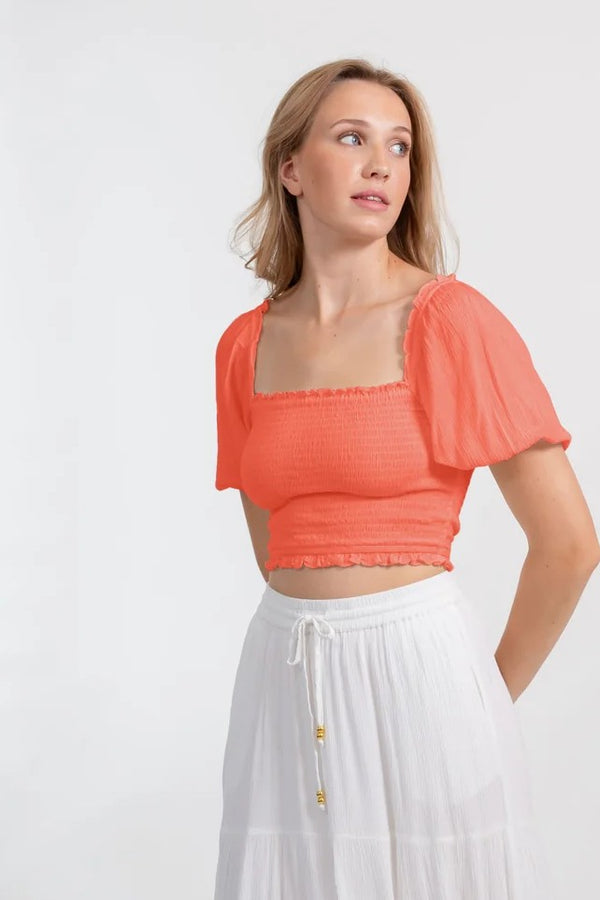 Koy Resort Miami Smocked Crop Top