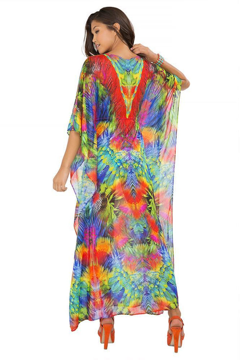 Luli Fama Mundo De Colores Button Front Long Caftan