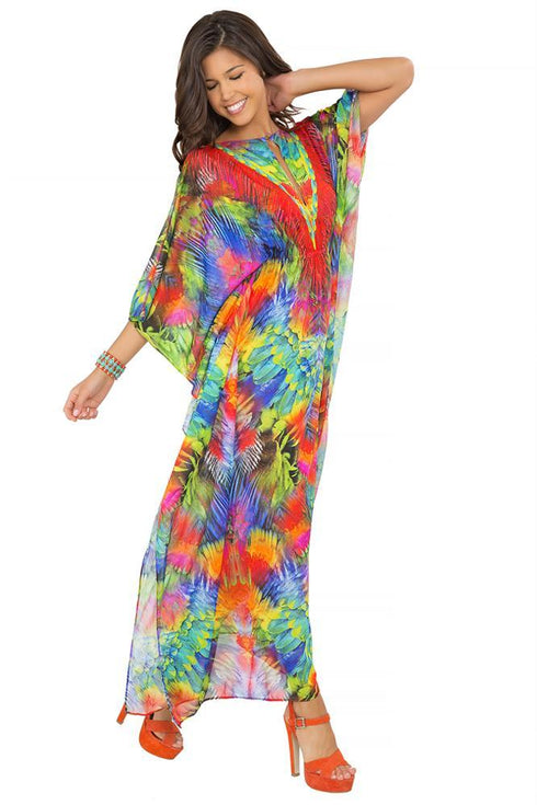 Luli Fama Mundo De Colores Button Front Long Caftan