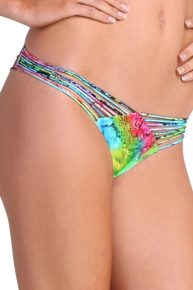 Luli Fama Sea Salt Angel Strappy Brazilian Ruched Back