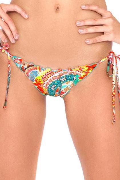 Luli Fama Chasing Waterfalls Wavey Ruched Back Brazilian Tie Side Bottom