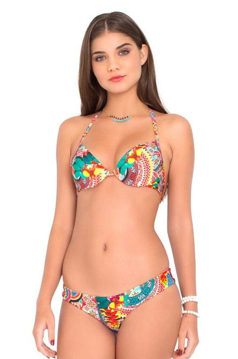 Luli Fama Chasing Waterfalls Seamless Plunge Underwire Push Up Top