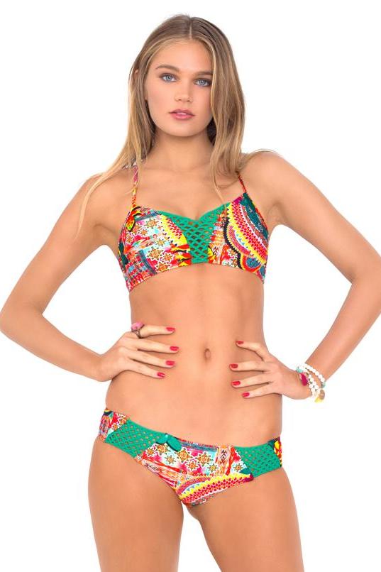 Luli Fama Chasing Waterfalls Crochet Cuout C-C Back Sport Bra Top