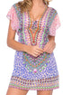 Luli Fama Lil Gem Lace Up Cap Sleeve Short Caftan
