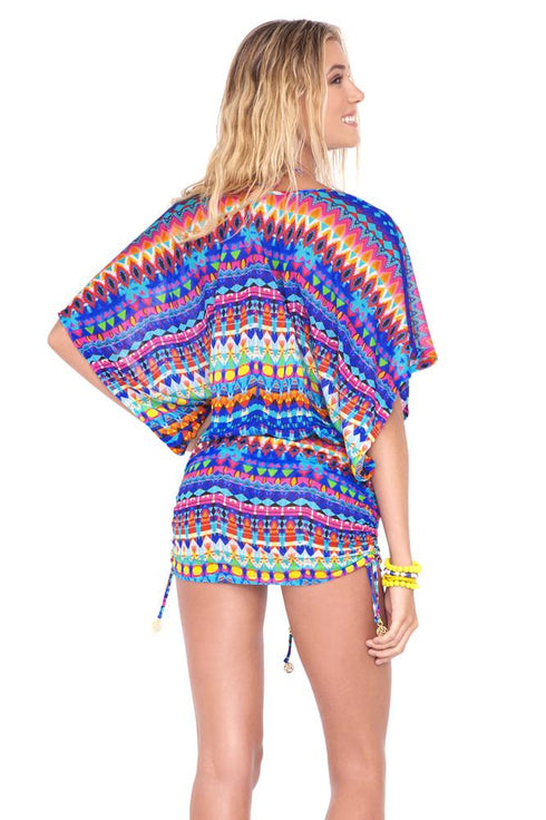 Luli Fama Tribal Beach Cabana V-Neck Dress