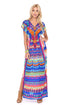 Luli Fama Tribal Beach Cap Sleeve Long Caftan