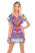 Luli Fama Tribal Beach Cap Sleeve Short Caftan