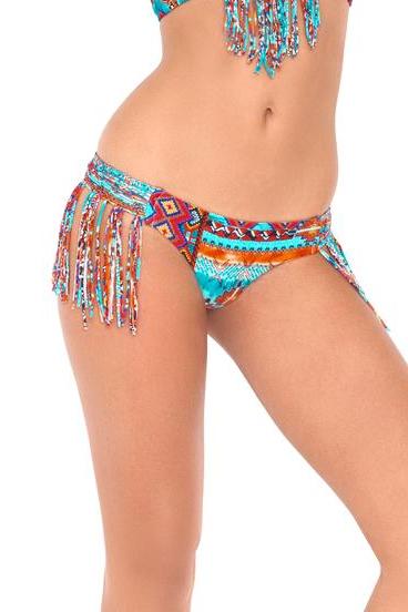 Luli Fama Wild & Free Weave Fringed Skimpy Bottom