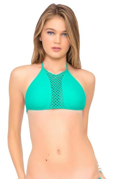 Luli Fama Let's Be Mermaids Crochet Loops Center Halter Top