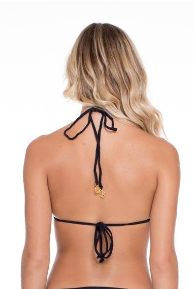 Luli Fama Women's Desert Babe High Neck Illusion Halter Bikini Top