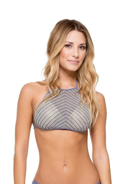 Luli Fama Desert Babe HIGH NECK ILLUSION HALTER TOP