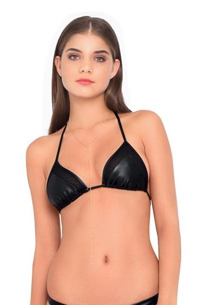 Luli Fama Thunderball Mesh Outline Triangle Top