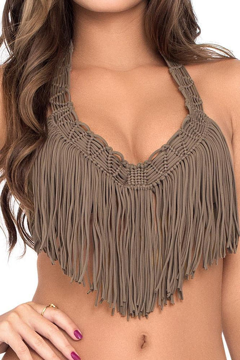 Luli Fama Heart Of A Hippie Weave Fringed Underwire Top
