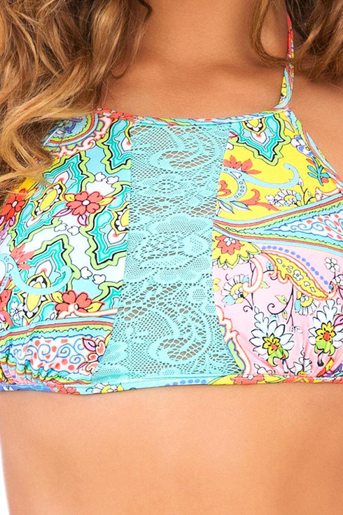 Luli Fama Siren Dance Lace Cut Out Halter Top