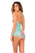 Luli Fama Siren Dance Lace Illusion High Halter One Piece
