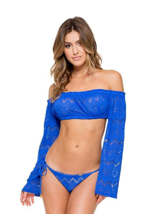 Luli Fama Tropical Princess Off The Shoulder Crochet Top