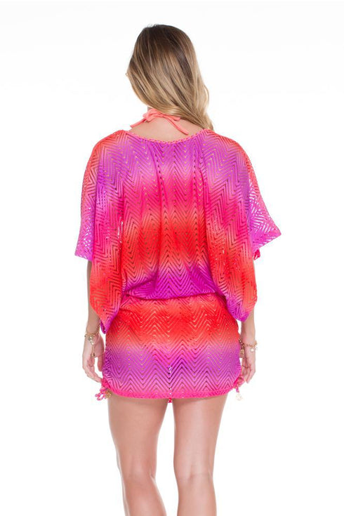 Luli Fama Sunset Angel Cabana V-Neck Dress