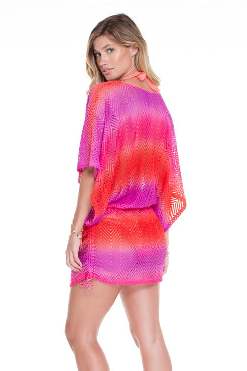 Luli Fama Sunset Angel Cabana V-Neck Dress