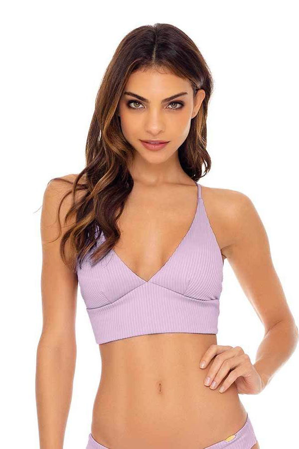 Luli Fama Orillas Del Mar Ribbed Banded X-Back Bikini Top