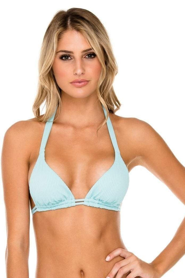 Luli Fama Orillas Del Mar Ribbed Double Strap Sliding Halter Bikini Top