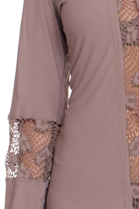 Luli Fama Cosita Buena Crochet Cutout Plunge V-Neck Dress