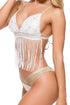 Luli Fama Muchachita Linda Cross Over Fringe Bra Top With Adjustable Back
