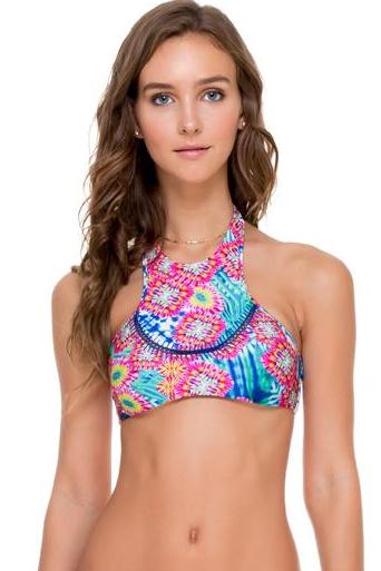 Luli Fama Beautiful Mess Curve Stitched Reversible High Neck Top