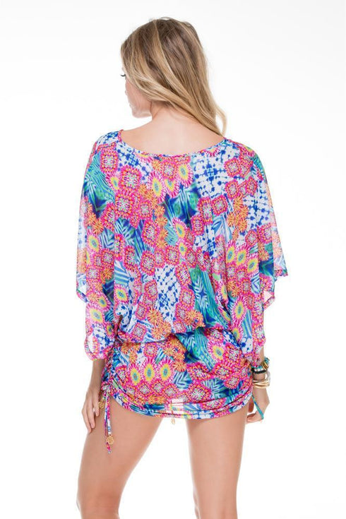 Luli Fama Beautiful Mess Cabana V-Neck Dress