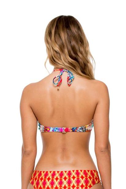 Luli Fama Encantadora High Neck Crochet Halter Top