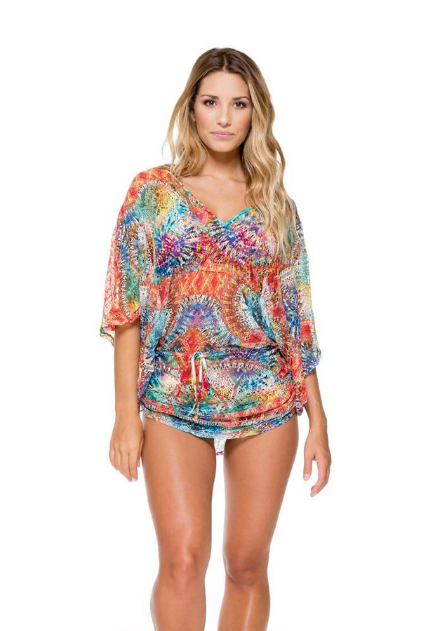 Luli Fama Encantadora CABANA V NECK DRESS