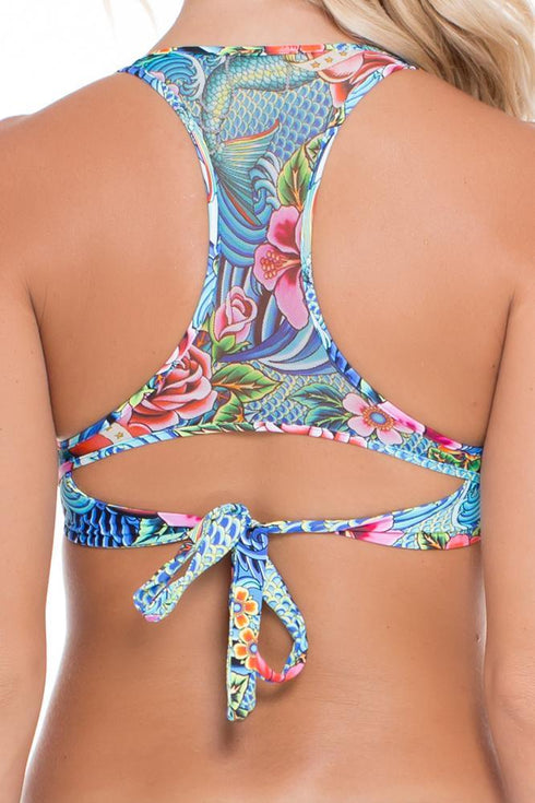 Luli Fama Inked Babe Ink Mesh Back Underwire Top