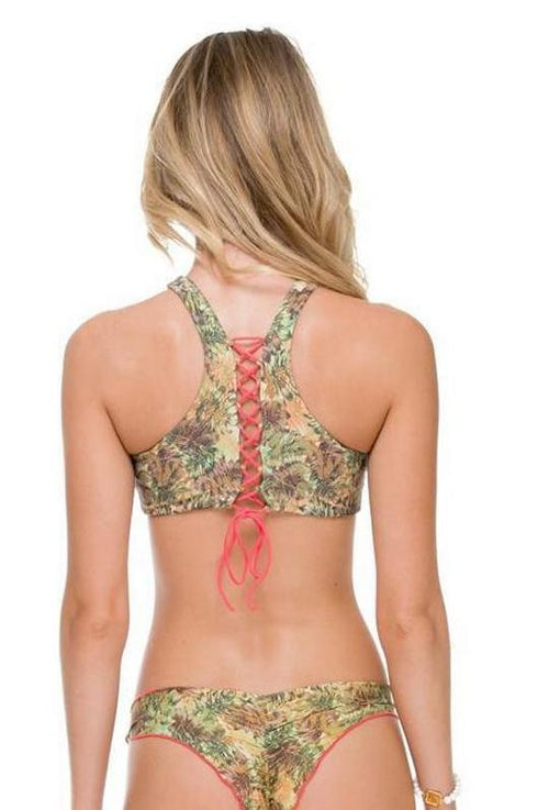 Luli Fama World On Fire Tri Color High Neck Top