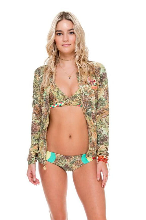 Luli Fama World On Fire Gold Zip Bomber Jacket