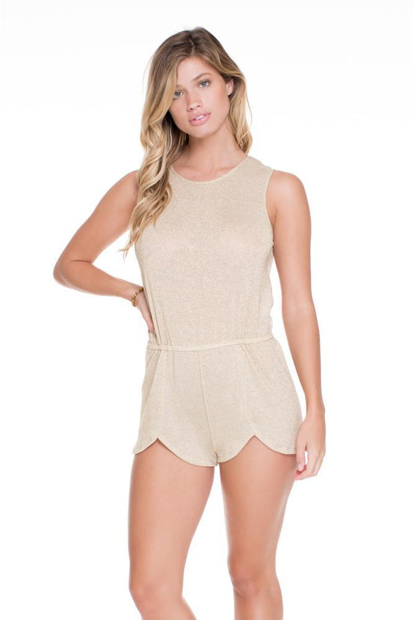 Luli Fama Golden Sugar Scalloped Romper