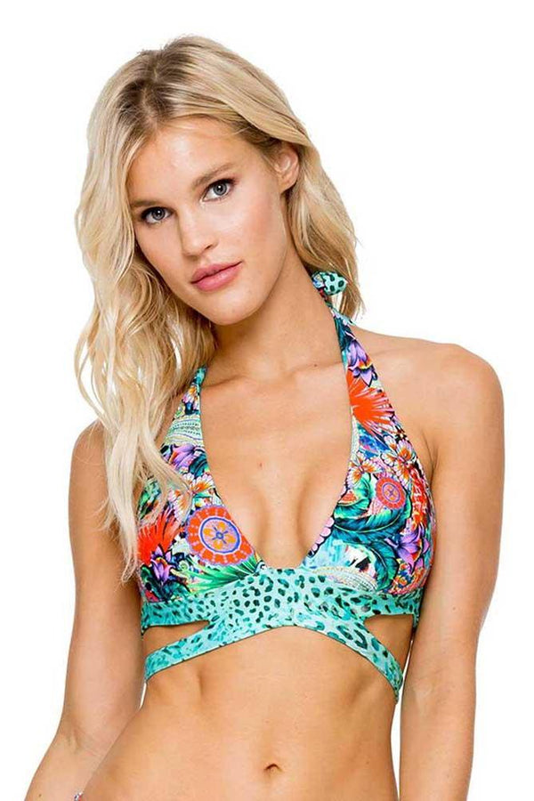Luli Fama Viva Cuba VICKY REVERSIBLE CUTOUT HALTER TOP