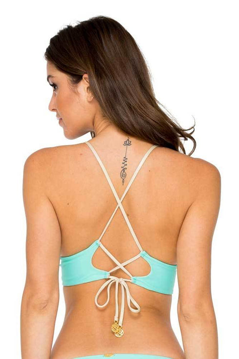 Luli Fama Buena Vista Agua Dulce Reversible Drawstring Halter Top