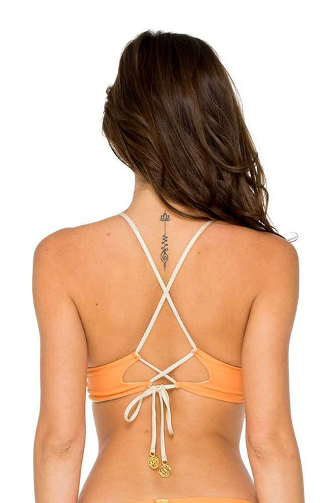 Luli Fama Buena Vista Melon Reversible Drawstring Halter Top