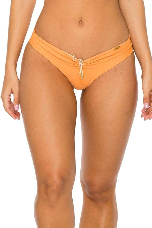 Luli Fama Buena Vista Melon Reversible Drawstring Ruched Brazilian Bottom
