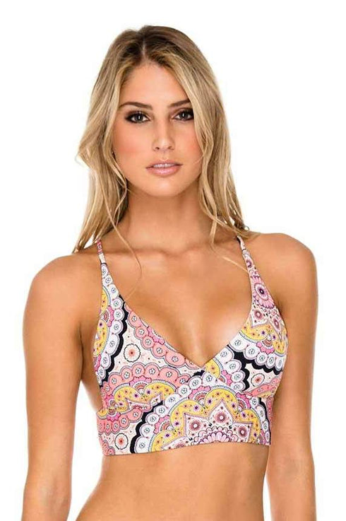 Luli Fama Alhambra Halter Cross Back Bustier Top