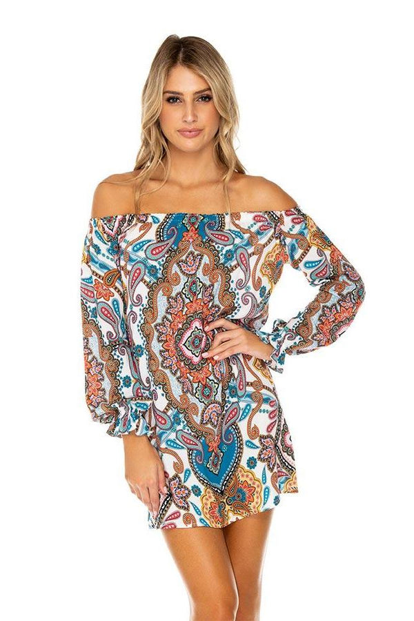 Luli Fama Maestranza Cuff Bell Sleeve Shift Dress