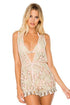 Luli Fama Gitana Deep V Neck Fringe Trim Romper